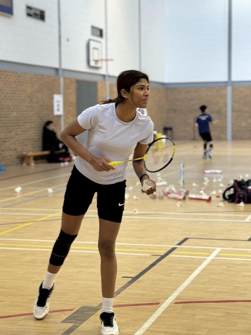 A player in ready stance on court